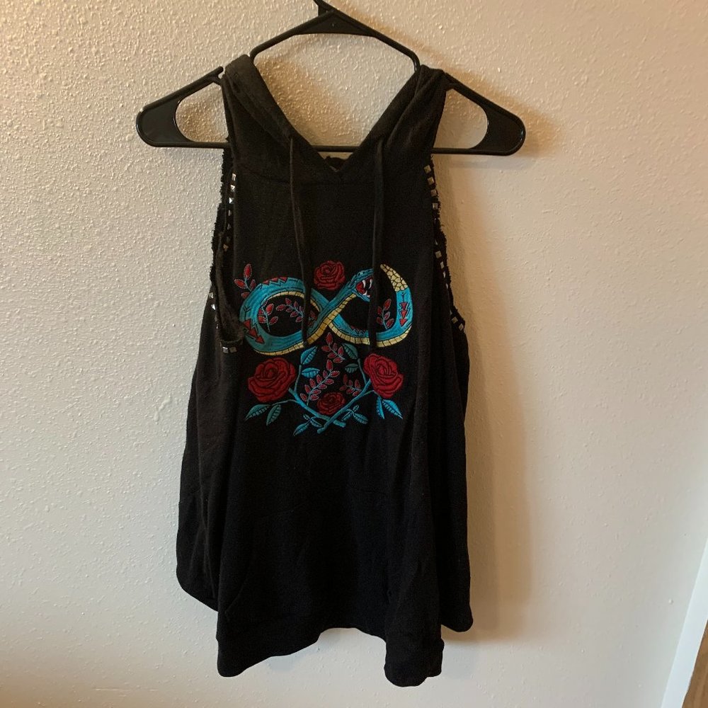 TORRID EMBROIDERED STUDDED COLD SHOULDER HOOD